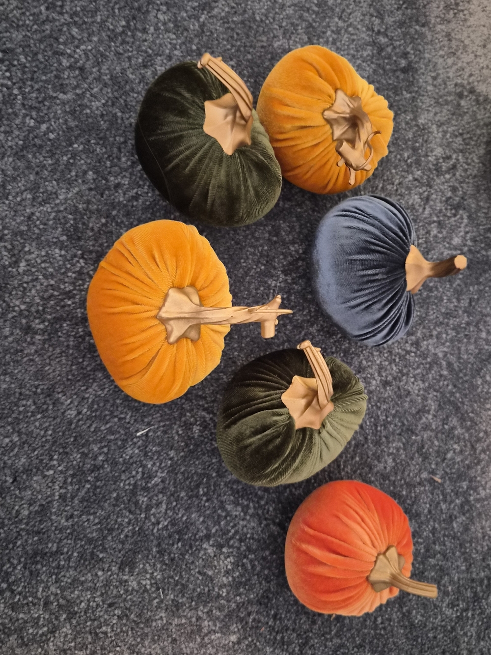 Velvet Decorative Pumpkin Set — Orange, Green, Blue, Red (Halloween Fall )